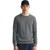 Gant - COTTON PIQUE C-NECK - Trui - Donkergrijs - Met Logoborduursel op Borsthoogte