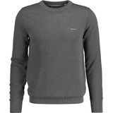 Gant - COTTON PIQUE C-NECK - Trui - Donkergrijs - Met Logoborduursel op Borsthoogte