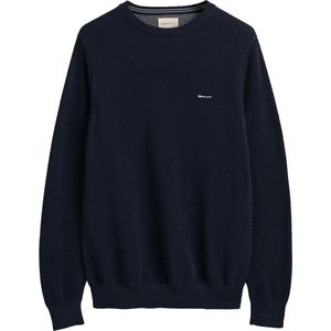 GANT - Piqué Crew Neck Sweater - Lichtgrijs - Katoen