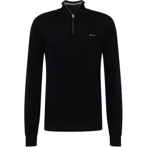 GANT - Cotton Half Zip - Trui - Black - 100% Katoen