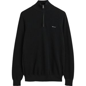 GANT - Cotton Half Zip - Trui - Black - 100% Katoen