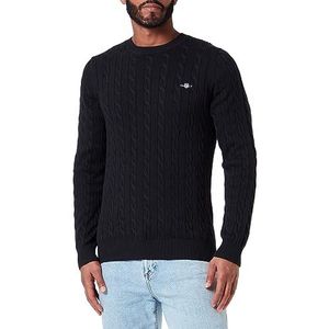 GANT - Cotton Cable C-Neck - Trui - Black - Katoen 100%