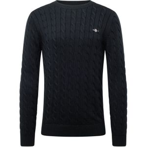 GANT - Cotton Cable C-Neck - Trui - Zwart