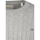 Gant Strickpullover »COTTON CABLE C-NECK«, mit Wappen-Logostickerei auf der Brust
