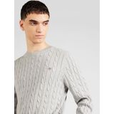 Gant Strickpullover »COTTON CABLE C-NECK«, mit Wappen-Logostickerei auf der Brust