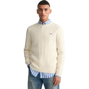 Gant - Cable Trui - Katoen - Kabelgebreid - Crewneck - Geribbelde Details
