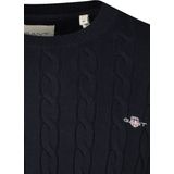 GANT - Cotton Cable C-Neck - Trui - Zwart
