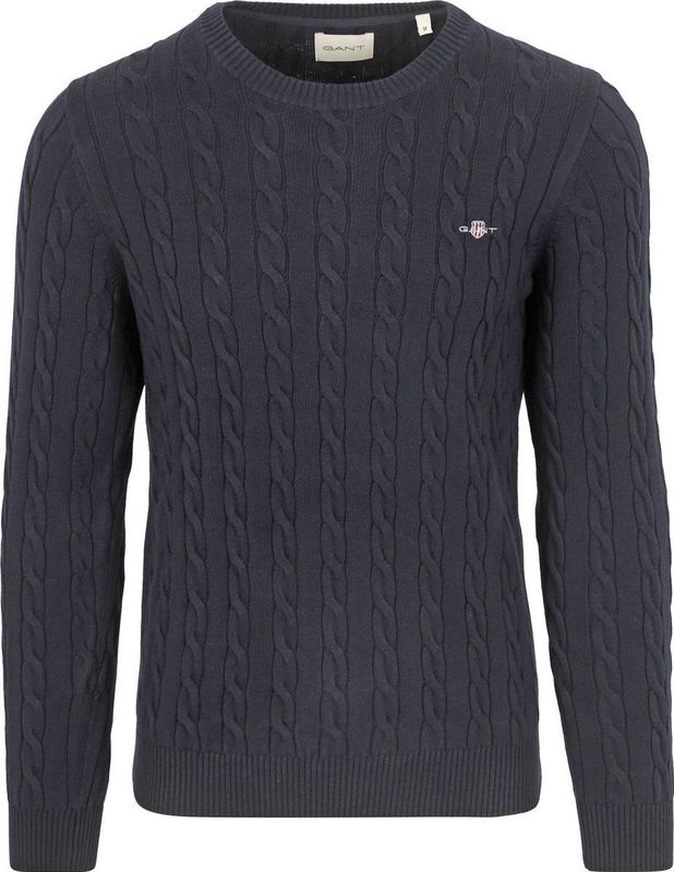 GANT - Cotton Cable C-Neck - Trui - Zwart
