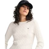 GANT Dames Stretch Cotton Cable C-Neck Trui, Eggshell, Standaard, Eggshell., XXS