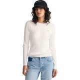 GANT Dames Stretch Cotton Cable C-Neck Trui, Eggshell, Standaard, Eggshell., XXS