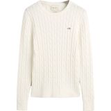 GANT Dames Stretch Cotton Cable C-Neck Trui, Eggshell, Standaard, Eggshell., XXS
