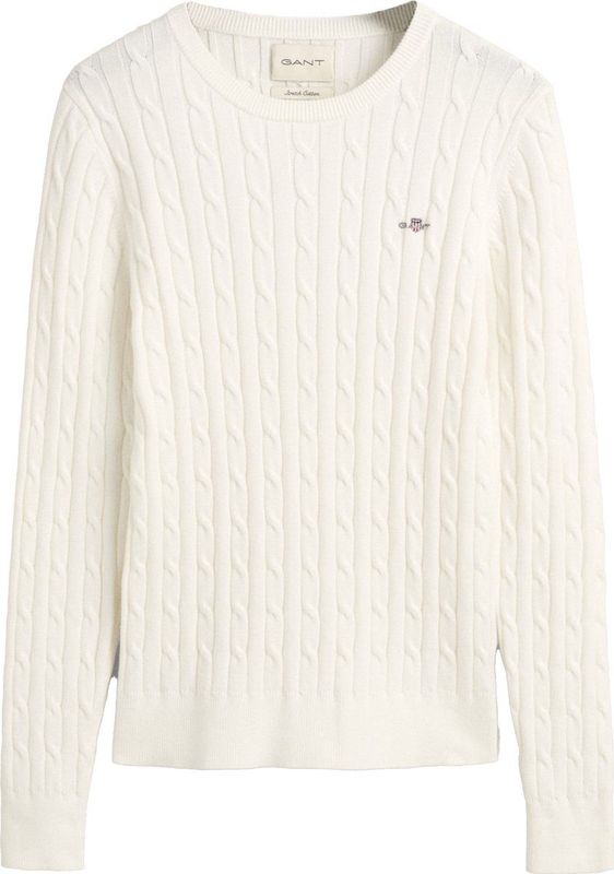 GANT Dames Stretch Cotton Cable C-Neck Trui, Eggshell, Standaard, Eggshell., XXS