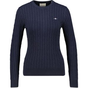 Gant Gebreide trui Stretch Cotton Cable C-Neck met logoborduursel op borsthoogte