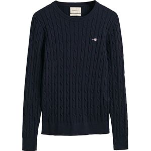 GANT - Crew Neck Sweater - Katoenmix - Kabelgebreid - Slanke Pasvorm - Ribbeldetails