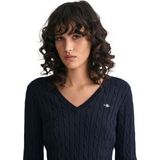 GANT - Stretch Cotton Cable - V-hals Trui - Eggshell - Gebreid