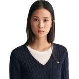 GANT - Stretch Cotton Cable - V-hals Trui - Eggshell - Gebreid