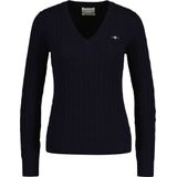 GANT - Stretch Cotton Cable - V-hals Trui - Eggshell - Gebreid