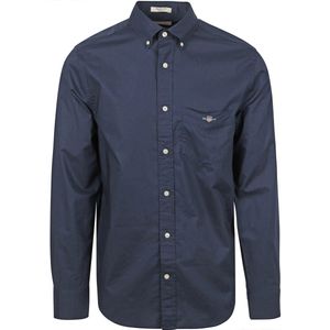 Gant Casual Overhemd Poplin Navy Heren Overhemden Casual
