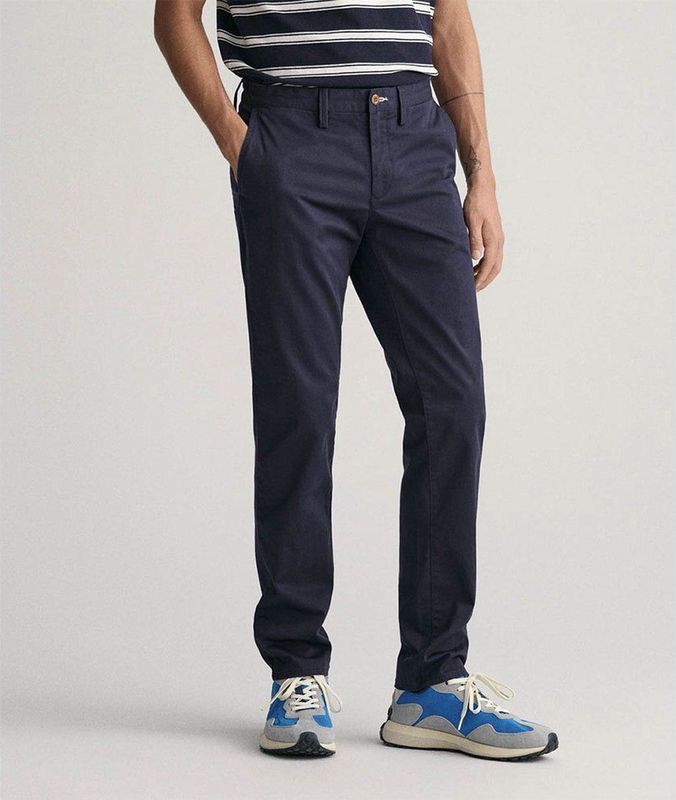 GANT Herenbroek slim twill chinos klassieke broek, zwart, standaard, zwart, 29W x 30L