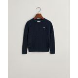 GANT - Gebreide Trui - Marineblauw - Katoen - Lange Mouwen