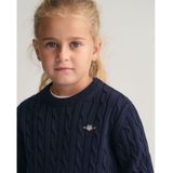 GANT - Gebreide Trui - Marineblauw - Katoen - Lange Mouwen