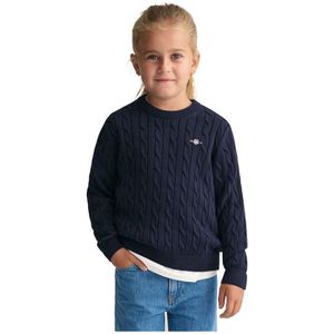 GANT - Gebreide Trui - Marineblauw - Katoen - Lange Mouwen