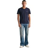 GANT Heren slim shield v-hals T-shirt, zwart, standaard, zwart, XXS