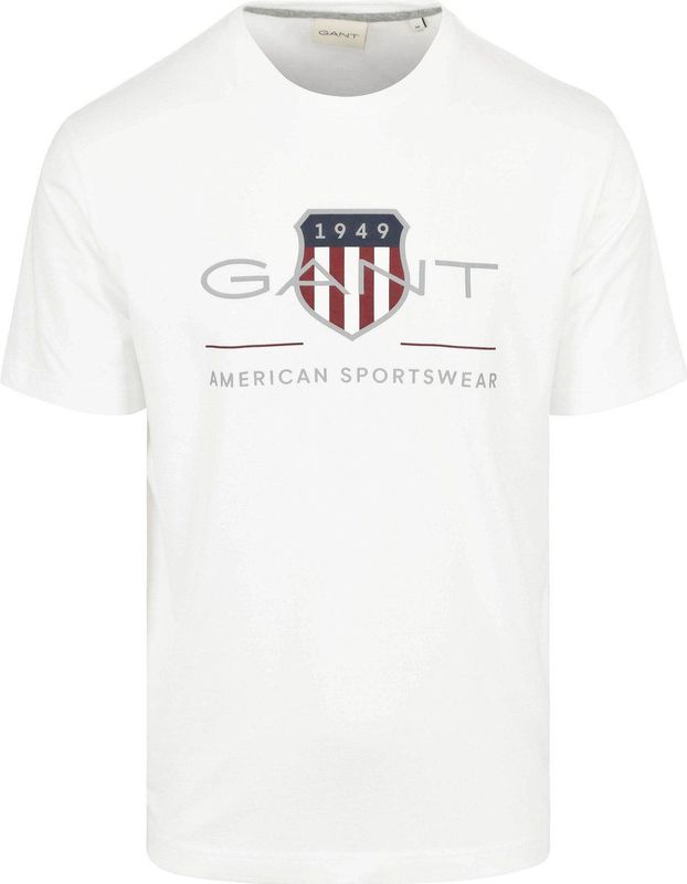 GANT - T-shirt - Katoen - Korte Mouwen - Ronde Hals - GANT Schildgrafiek
