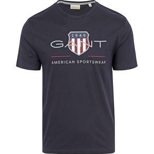 GANT - T-shirt - Katoen - Korte Mouwen - Ronde Hals - GANT Schild