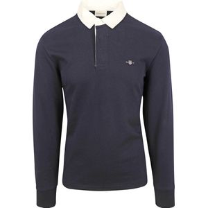 Gant trui rugby donkerblauw effen katoen