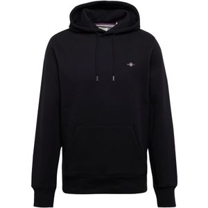 GANT Reg Shield Hoodie met capuchon en logo voor heren, zwart.