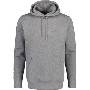GANT - REG Shield Hoodie - Grijs Melange - Gemengd Materiaal