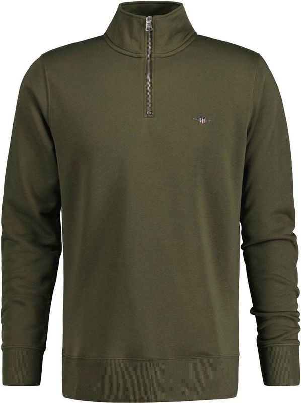 GANT - Shield Half Zip Sweat - Trui - Groen - Regular Fit