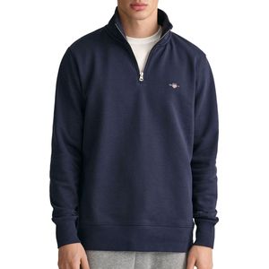 GANT - Shield Half Zip Sweat - Trui - Blauw - Katoen, Polyester