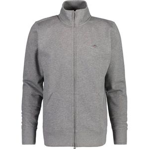 GANT - Reg Shield Full Zip Sweat - Vest - Grey Melange - Katoenmix