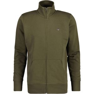 Gantvoor mannen. 2008006 Shield rits hoodie zwart (XXS), Casual, Katoen