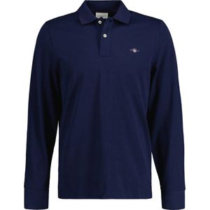 Gant poloshirt heren normale fit donkerblauw effen katoen