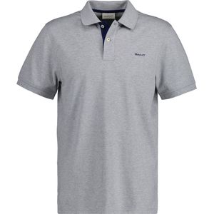 GANT - Contrast Pique Polo - Grey Melange - 96% Katoen, 4% Elastaan