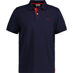 Gant - Reg Contrast Rugger - Poloshirt - Blauw - Korte Mouwen - Katoen