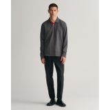 GANT Heren REG Contrast Pique LS Rugger Poloshirt, zwart, standaard, zwart, XXS