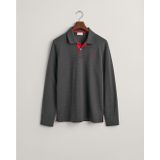 GANT Heren REG Contrast Pique LS Rugger Poloshirt, zwart, standaard, zwart, XXS