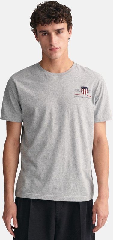 GANT - Reg Archive Shield Emb Ss T-shirt - Gemengd Grijs