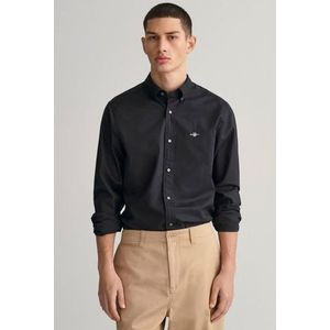 GANT Slim Fit Overhemd zwart, Effen