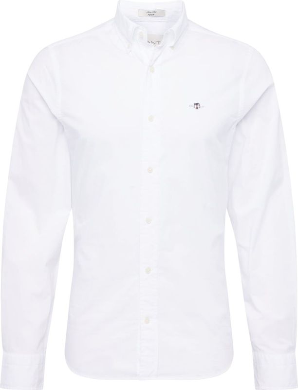 GANT - Overhemd - Katoen - Wit - Slanke Pasvorm