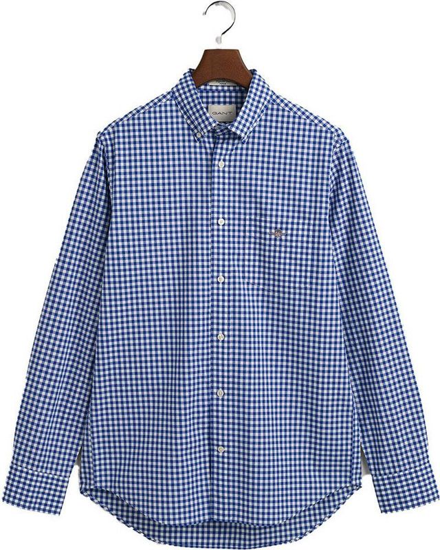 GANT - REG POPLIN Gingham Shirt - Overhemd - Zwart - Standaard