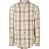 Gant - Lange Mouw Overhemd - Beige - Katoen - Ruitdessin