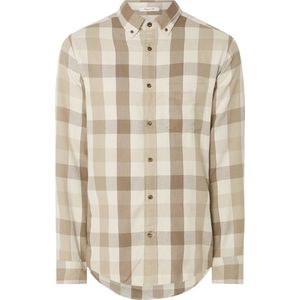 Gant - Lange Mouw Overhemd - Beige - Katoen - Ruitdessin