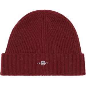 GANT Unisex Shield Wool Beanie-muts, Plumped Rood, Eén maat