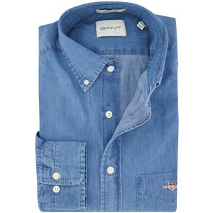 GANT - Overhemd - Blauw - Katoen - Normale Pasvorm