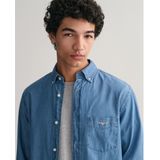 GANT - Chambray Overhemd - Blauw - 100% Katoen - Normale Pasvorm